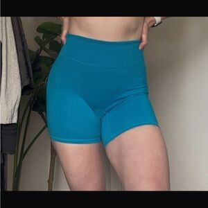 Fabletics Blue Bike Shorts High-Waisted Seamless Design
